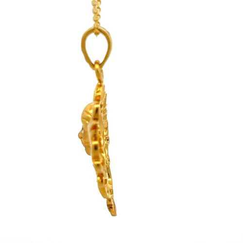 Sai Baba Blessing Gold Pendant - Left Side View | Mustafa Jewellery