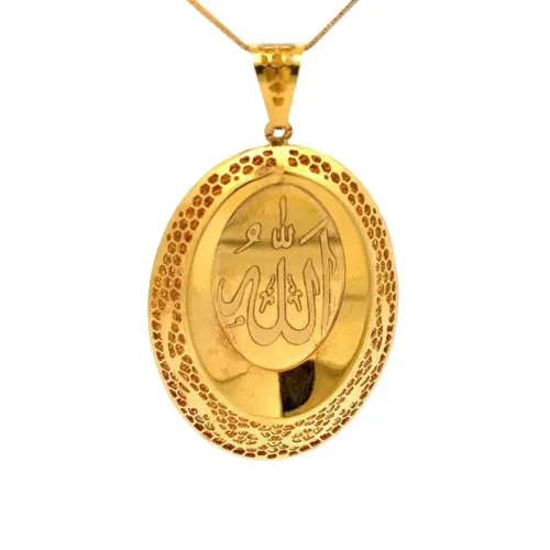 Allagu Devotion Gold Pendant For Men | Mustafa Jewellery Singapore