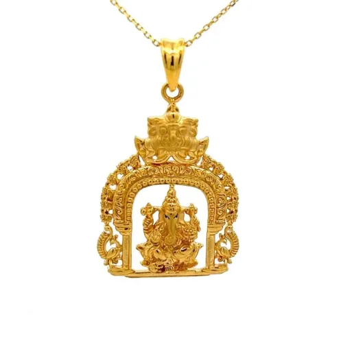 Ganesh Blessings Gold Pendant For Men | Mustafa Jewellery Singapore