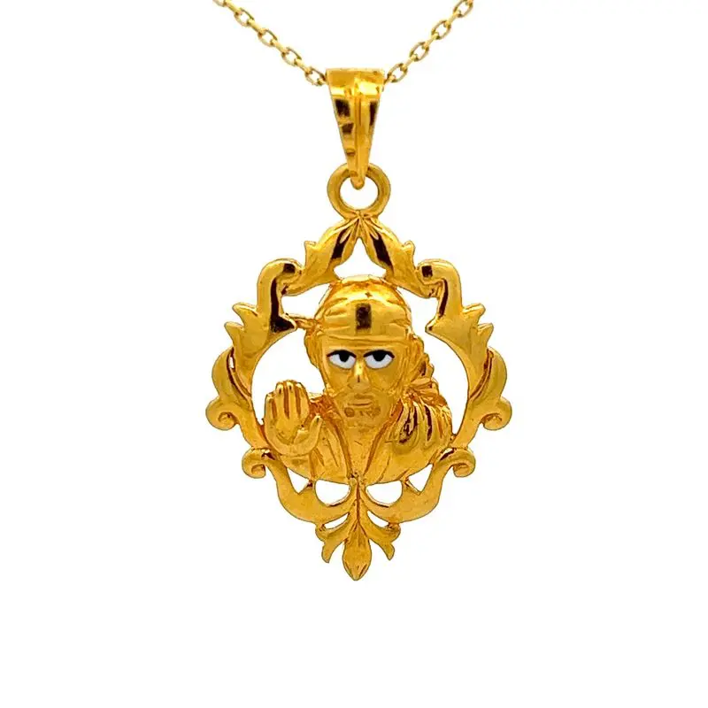 Sai Baba Blessing Gold Pendant For Men | Mustafa Jewellery Singapore