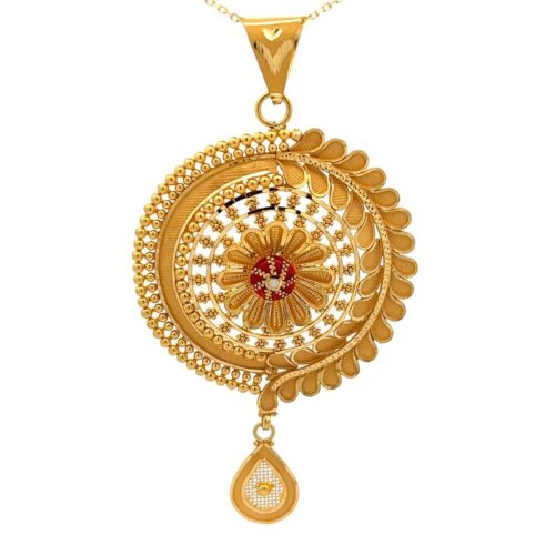 The Sun’s Enchantment Gold Pendant | Mustafa Jewellery Singapore