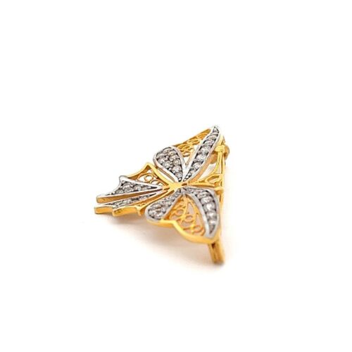 Graceful Flutter Gold Turkish Brooch - Side View | Mustafa Jewellery