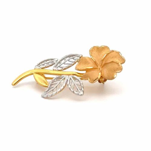 Radiant Flourish Gold Brooch - Right Side View | Mustafa Jewellery