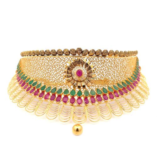 Gemstone Symphony Gold Choker | Mustafa Jewellery