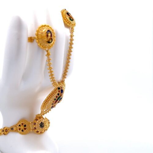 Peacock Symphony Gold Haath Phool - Right Side View | Mustafa Jewellery