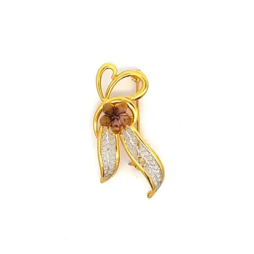 Glamorous Blossom Gold Brooch | Mustafa Jewellery Singapore