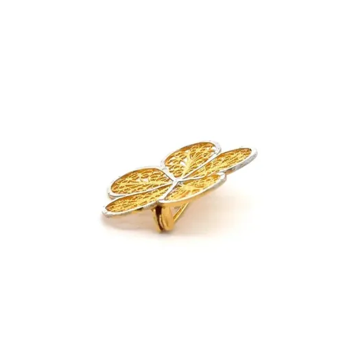 Opulent Petal Gold Brooch - Left