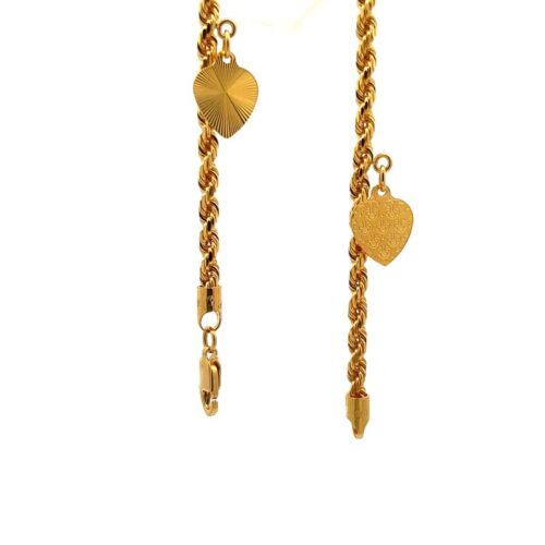 Rope Cut Charm Gold Anklet | Mustafa Jewellery Singapore