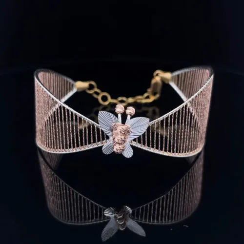 Butterfly Princess Gold Hollow Bangle -FrontZoom