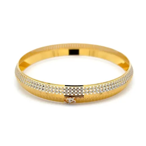 Divine Harmony Two-Tone Gold Kada Bangles | Mustafa Jewellery Singapore