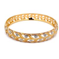 Enchanting Eden Gold Hollow Bangle - Left