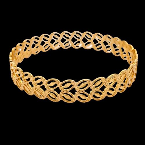 Forest Whisper Gold Hollow Bangle - Left