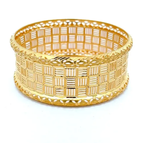 Glistening Serenade Gold Hollow Bangle - Left