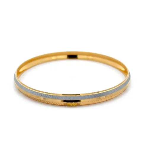 Om Resonance Two-Tone Gold Kada Bangles | Mustafa Jewellery Singapore