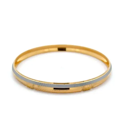 Om Resonance Two-Tone Gold Kada Bangles - Left