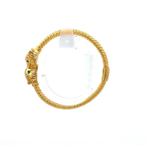 Twin Leopard Gold Kada Bangles - Left