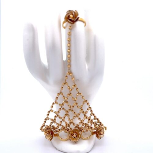 Floral Net Gold Haath Phool | Mustafa Jewellery Singapore