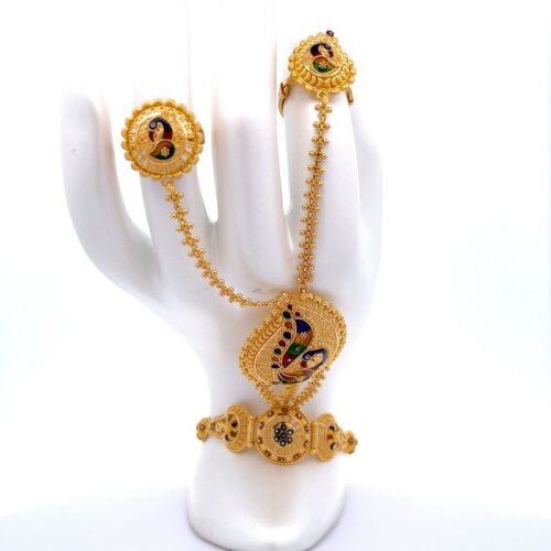 Peacock Symphony Gold Haath Phool | Mustafa Jewellery Singapore