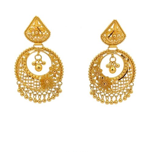 Blooming Serenity Gold Chandbali Earrings | Mustafa Jewellery