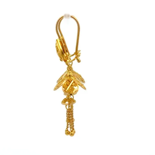 Blossom Bells Gold Jhumka Earrings - Left