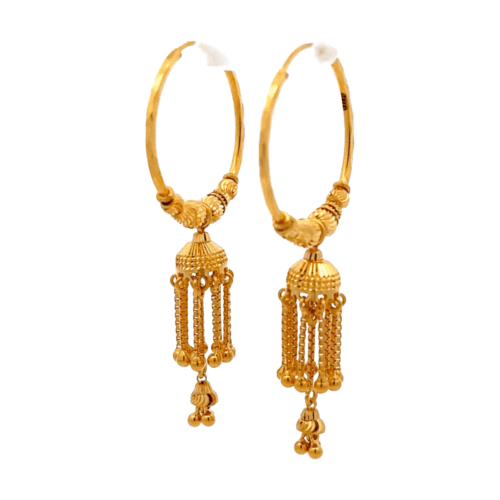 Celestial Rhapsody Gold Jhumka Earrings | Mustafa Jewellery Singapore