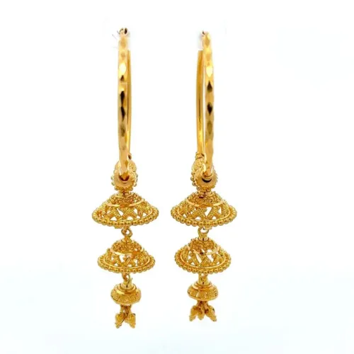 Enchanting Symphony Gold Jhumka Earrings