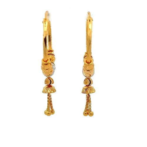 Golden Song Hoop Earrings | Mustafa Jewellery Singapore