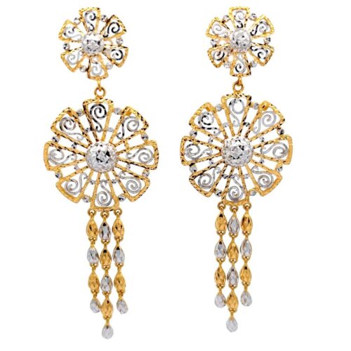 Golden Whirlwind Dangle Earrings | Mustafa Jewellery Singapore