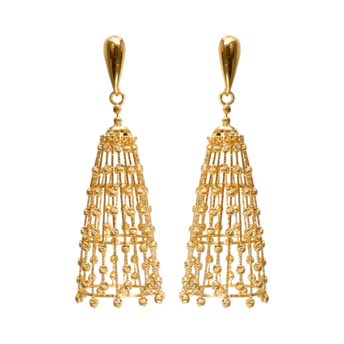 Majestic Princess Gold Jhumka Earrings | Mustafa Jewellery