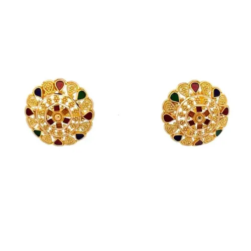 Myriad Shine Gold Stud Earrings | Mustafa Jewellery Malaysia