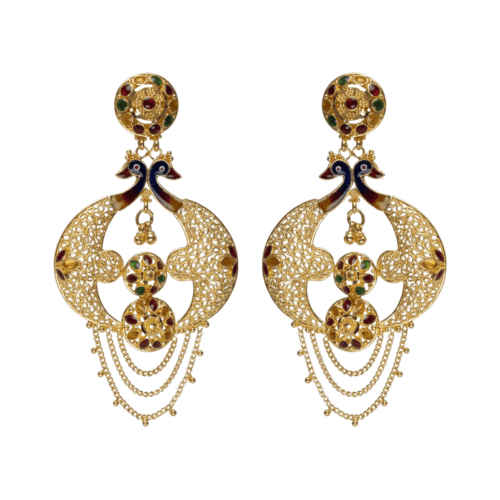 Opulent Peacock Dangle Earrings | Mustafa Jewellery Singapore