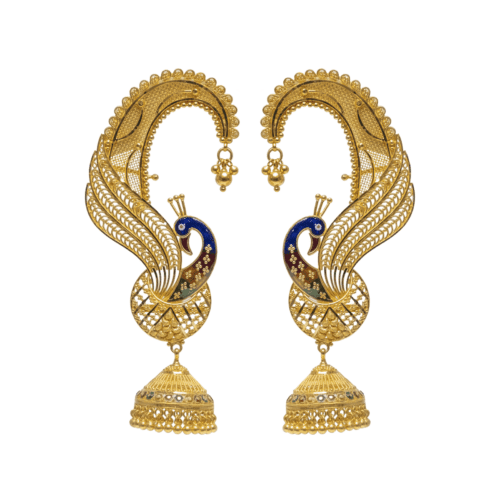 Peacock Delight Clip-On Earrings | Mustafa Jewellery Singapore