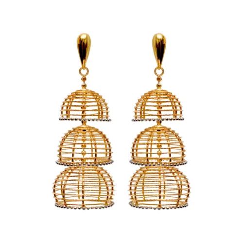 Royal Symphony Gold Jhumka Earrings | Mustafa Jewellery Malaysia