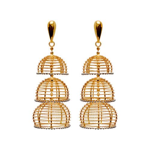 Royal Symphony Gold Jhumka Earrings | Mustafa Jewellery