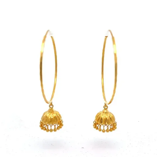 Serene Soul Gold Jhumka Earrings - Left