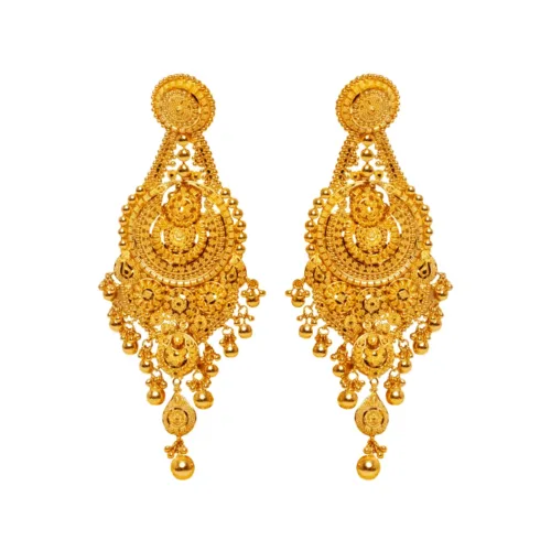 Serene Whisper Gold Dangle Earrings | Mustafa Jewellery Malaysia