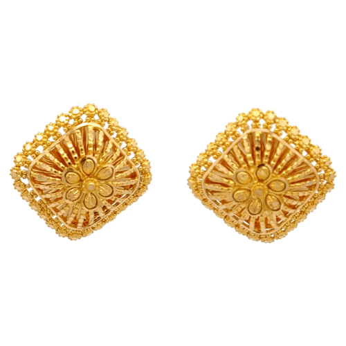 Silken Web Gold Stud Earrings | Mustafa Jewellery Singapore