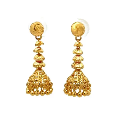 Sundar Melody Gold Jhumka Earrings | Mustafa Jewellery