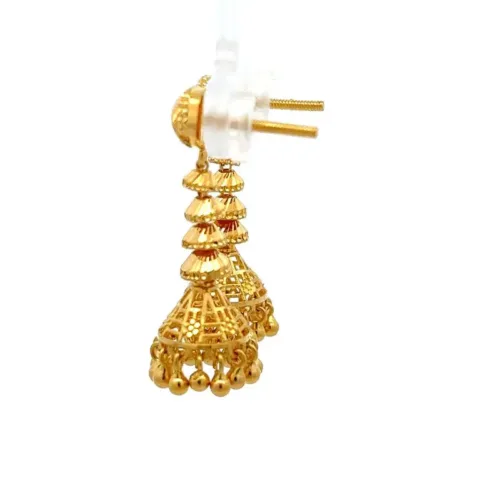 Sundar Melody Gold Jhumka Earrings - Left