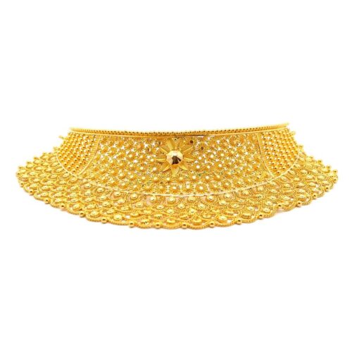 Kerala Sunburst Gold Choker | Mustafa Jewellery Singapore