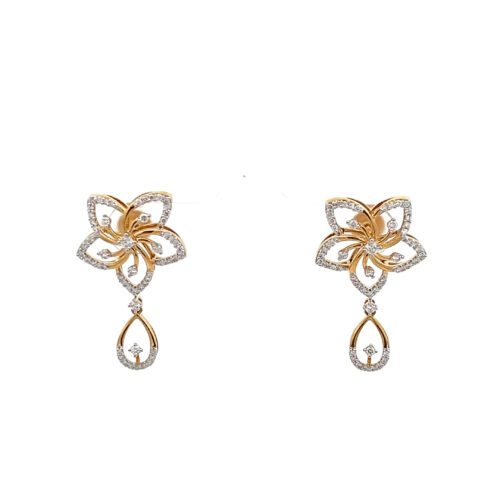 Modern Diamond Ear Studs - Front