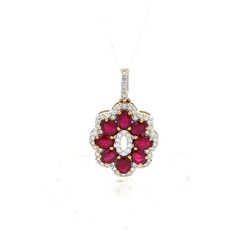 Precious Diamond and Ruby Pendant - Front