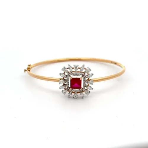 Luxe Ruby Diamond Bangle | Mustafa Jewellery Singapore