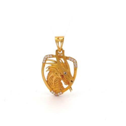 Mythical Fire-Breather Dragon Gold Pendant | Mustafa Jewellery Singapore