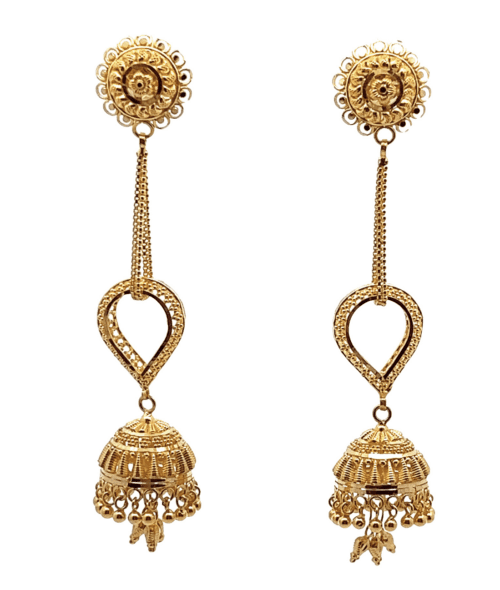 Golden Blossom Bell Gold Earrings | Mustafa Jewellery Singapore