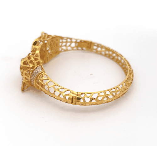 Wild Instinct Gold Bangle - Left View | Mustafa Jewellery Singapore