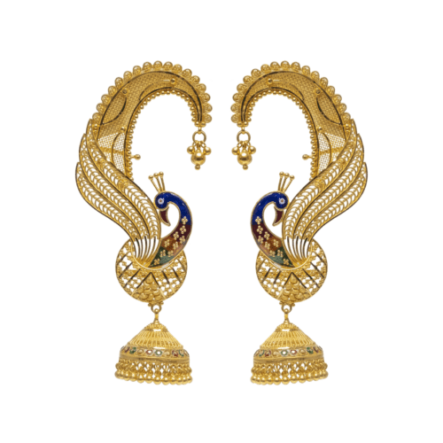 Anting-Anting Emas Klip Peacock Delight